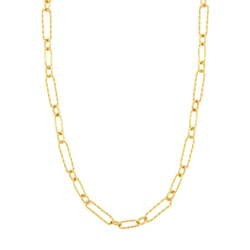 Abstract design necklaces-14K Yellow Gold Twist and Polished Oval Link Necklace