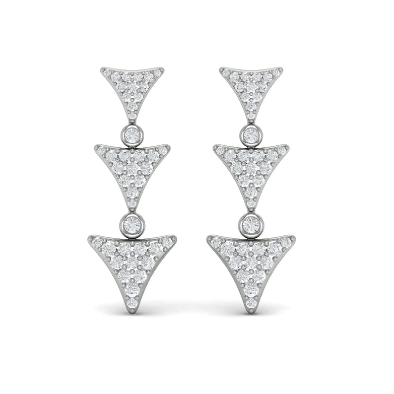 Bold statement earrings-Diamond Trinity Drop Statement Earrings