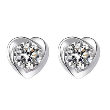 Abstract design earrings-Cora Heart Stud Moissanite Stud Earrings