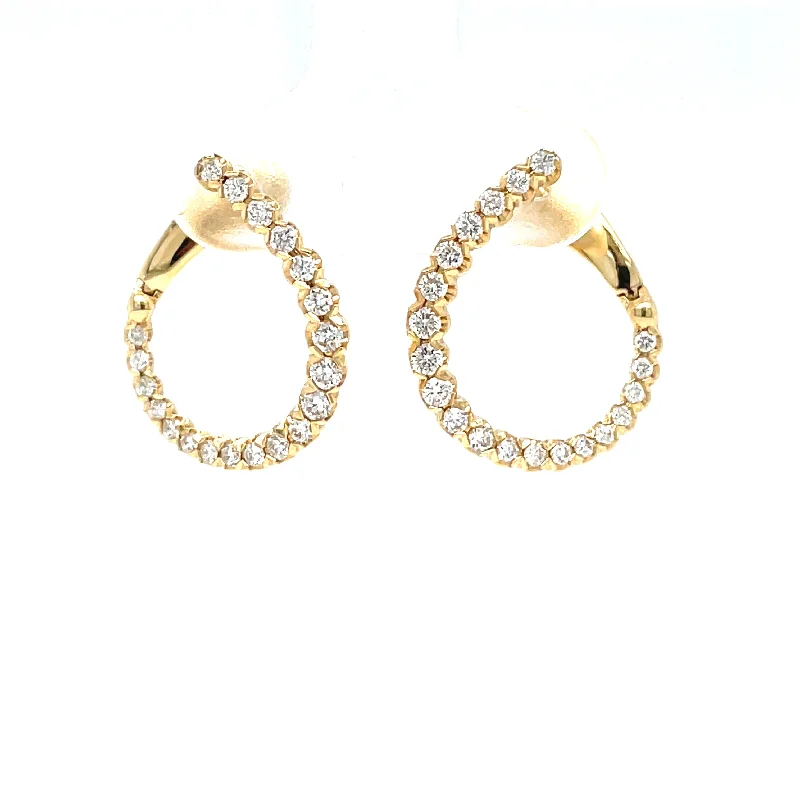 Sapphire gem earrings-14k Yellow Gold Medium Diamond Hoop Earrings