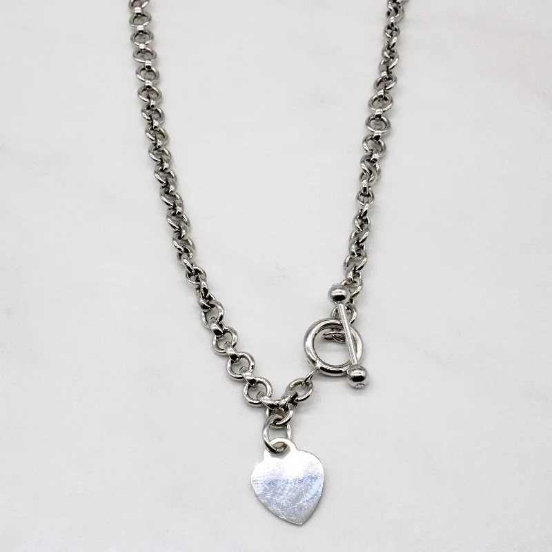 Moon phase necklaces-18k White Gold Heart Charm Necklace | 16" |