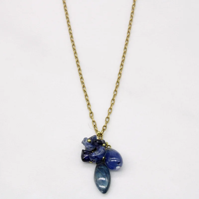 Labradorite necklaces-Rough Sapphire Drop Necklace | 6.10ctw | 16" |