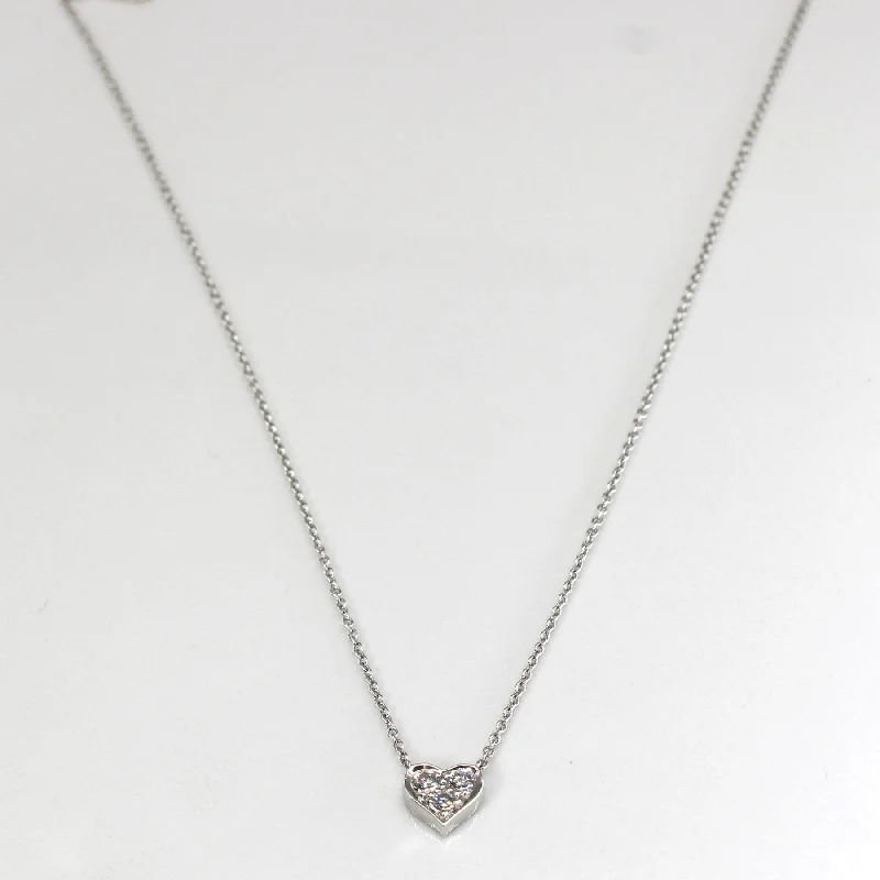 Baroque pearl necklaces-'Tiffany & Co' Diamond Heart Platinum Necklace | 0.14ct | 16" |