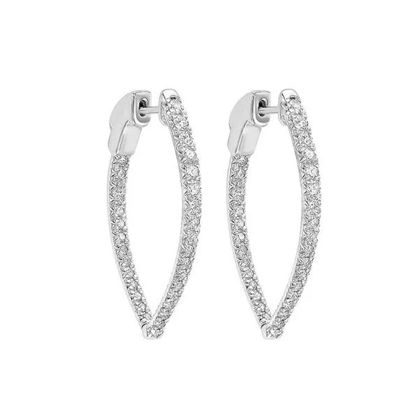 Wooden disc earrings-14Kt White Gold Diamond (1Ctw) Earring