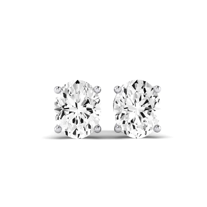 Infinity loop earrings-Elowen Oval Cut Diamond Stud Earrings