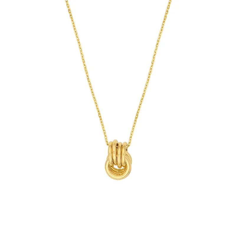 Abstract design necklaces-14K Yellow Gold Love Knot Pendant Cable Necklace