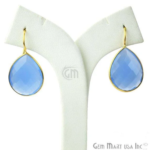 Long threader earrings-Gold Plated Pears Shape 21x26mm Gemstone Dangle Hook Earring Choose Your Style (90010-1)