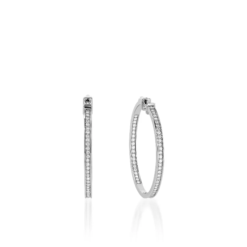 Minimalist dot earrings-Essence Large Inside-Out Diamond Hoops