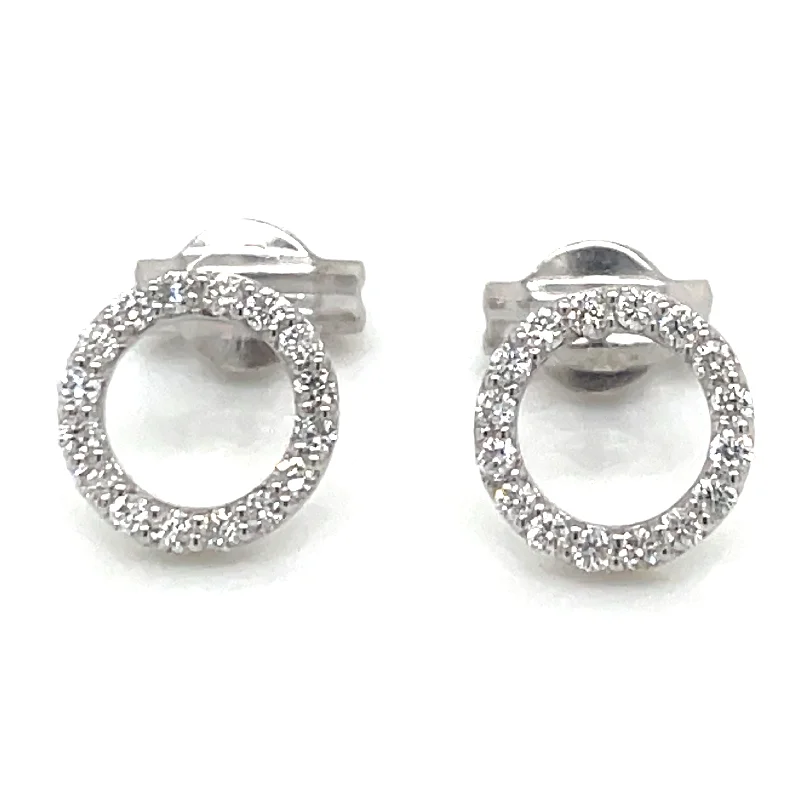 Sculptural hoop earrings-9ct White Gold Earth Open Circle Earth Grown Diamond Set Earrings