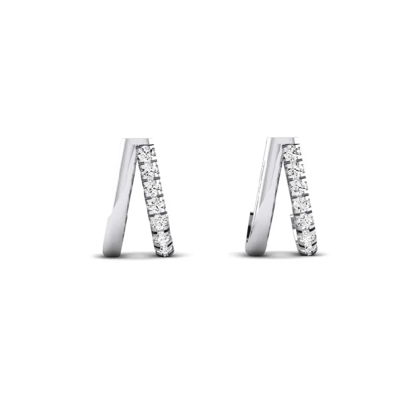 Linear drop earrings-Ilana Split Huggie Moissanite Stud Earrings