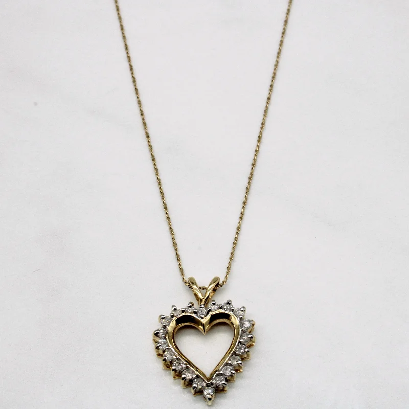 Glass bead necklaces-Diamond Heart Pendant & Necklace | 0.50ctw | 20" |