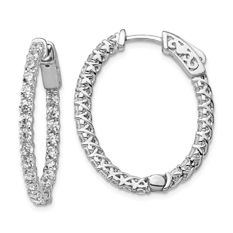 Sapphire gem earrings-Rolland's Design CZ Inside Out Hoop Earrings