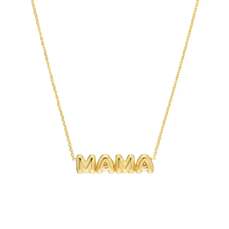 Lace-inspired necklaces-14K Yellow Gold Puff Mama Adjustable Necklace w/Pear Shape Lock