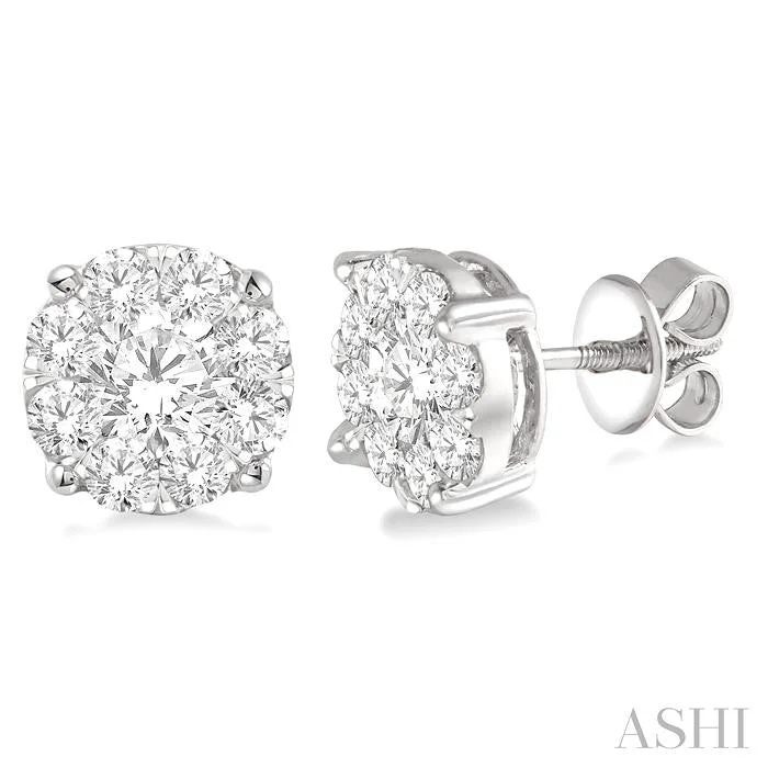 Art deco earrings-ROUND SHAPE LOVEBRIGHT ESSENTIAL DIAMOND STUD EARRINGS