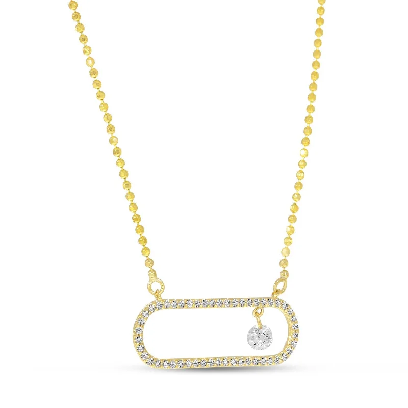 Spiral pendant necklaces-14K Yellow Gold Dashing Diamond In Paperclip Necklace