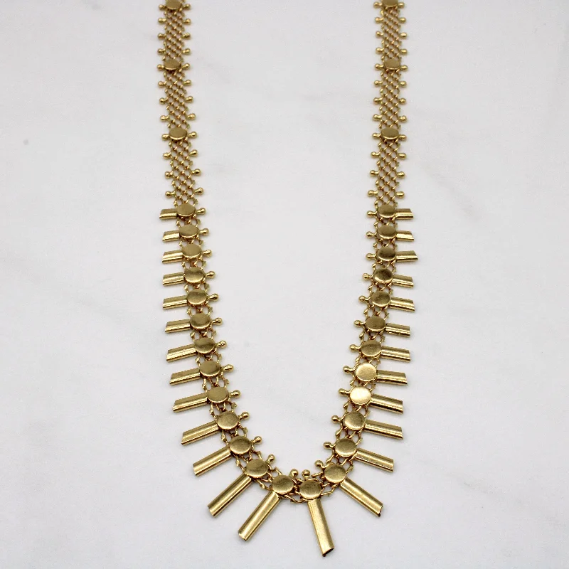 Art deco necklaces-18k Yellow Gold Cleopatra Fringe Necklace | 16" |