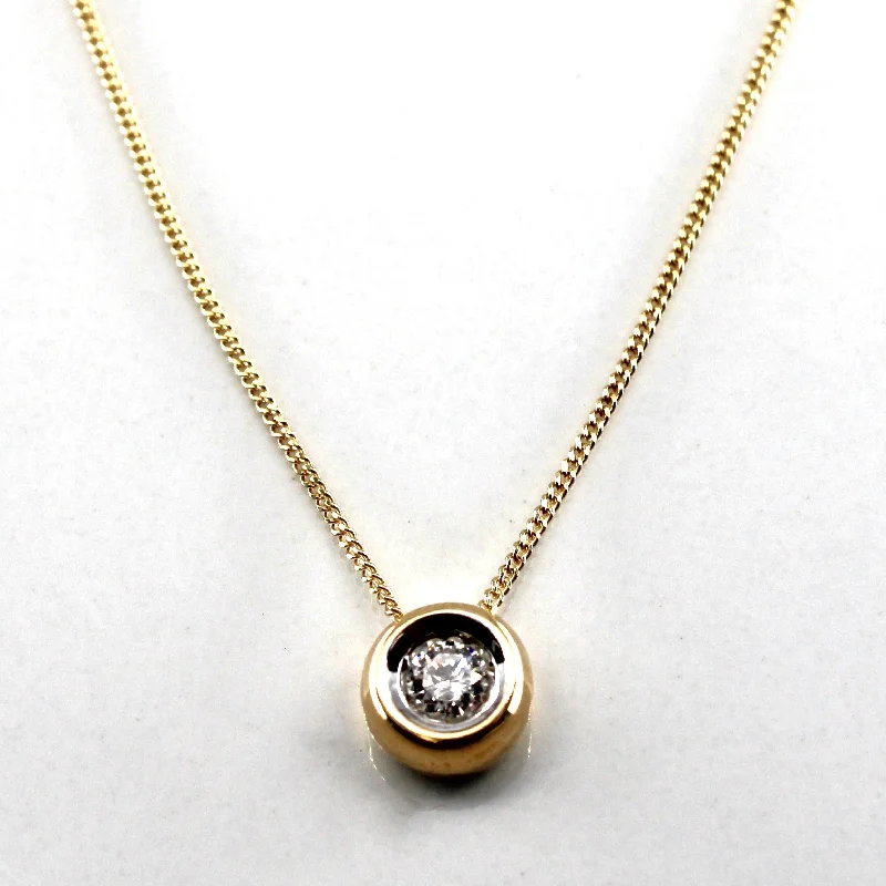 Druzy stone necklaces-Bezel Set Diamond Pendant Necklace | 0.18ct | 17"|