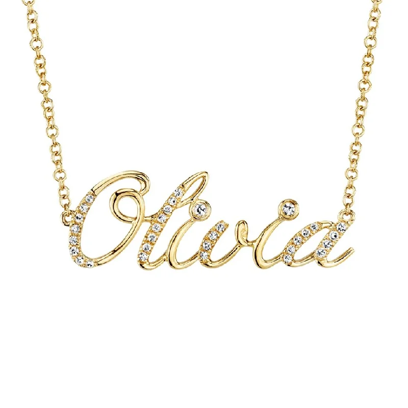 Art deco necklaces-OLIVIA Name Plate - N4516A