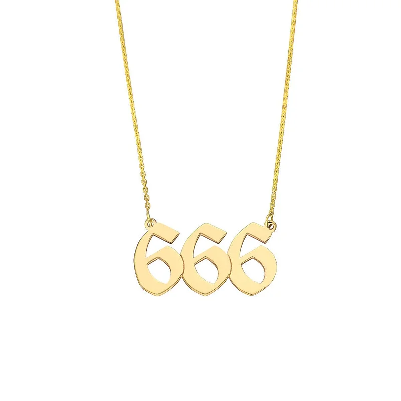 Angel wing necklaces-14K Yellow Gold Numerology Angelical No 666 - Reflection