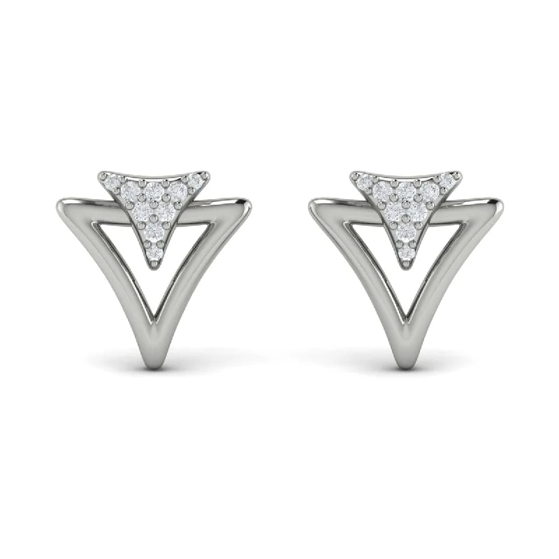 Minimalist triangle earrings-Diamond Trinity Open Stud Earrings