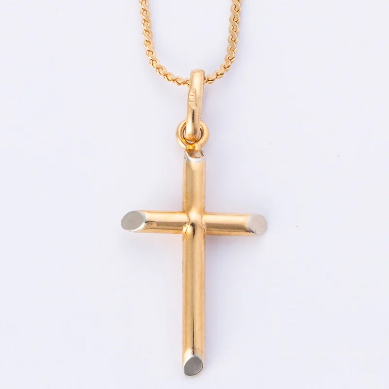 Crescent moon necklaces-18k Yellow Gold Cross Pendant Necklace | 17"