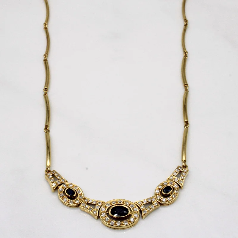 Victorian design necklaces-Diamond & Sapphire Pendant Necklace | 0.70ctw, 0.65ctw | 14" |