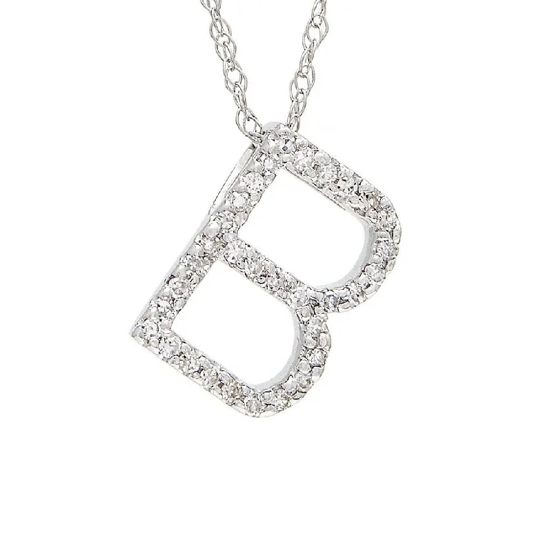 Celestial pendant necklaces-14K Gold Initial "B" Necklace With Diamonds (Big)