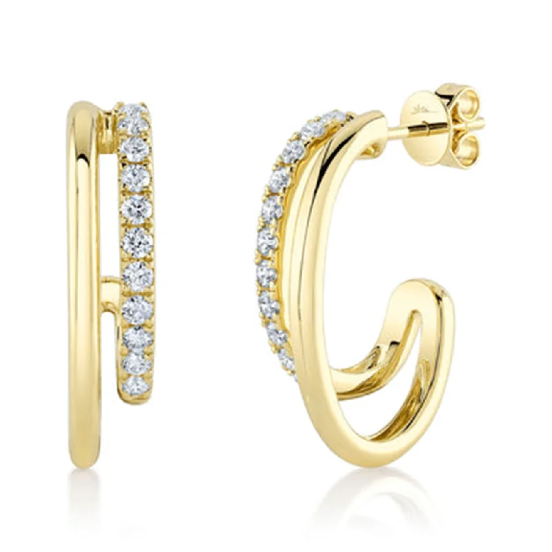 Evil eye earrings-Shy Creation Gold Double Hoop Earring