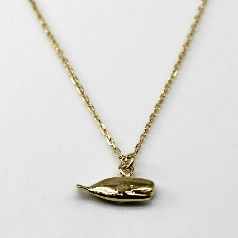 Swarovski crystal necklaces-18k Yellow Gold Whale Pendant Necklace | 18"|