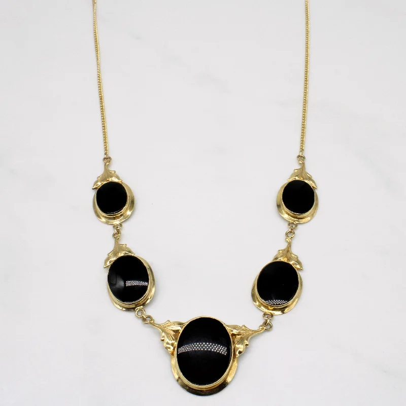 Gemstone fringe necklaces-Onyx Pendant Necklace | 25.00ctw | 21" |