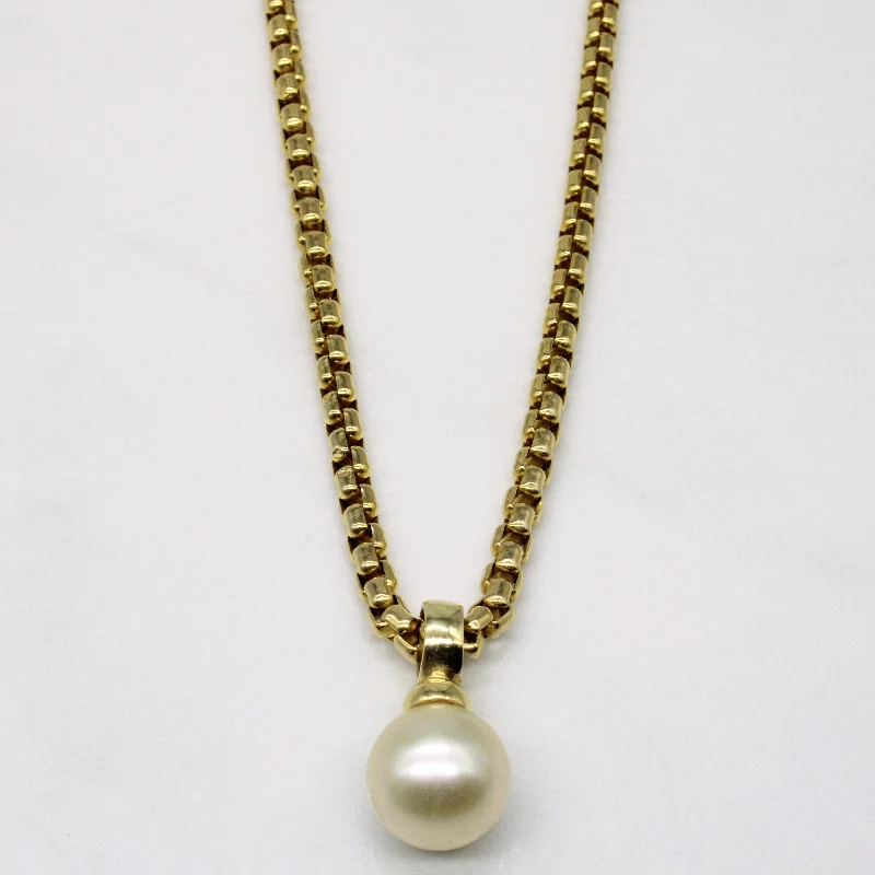 Engraved initial necklaces-Light Gold Cultured Pearl Pendant & Necklace | 16" |