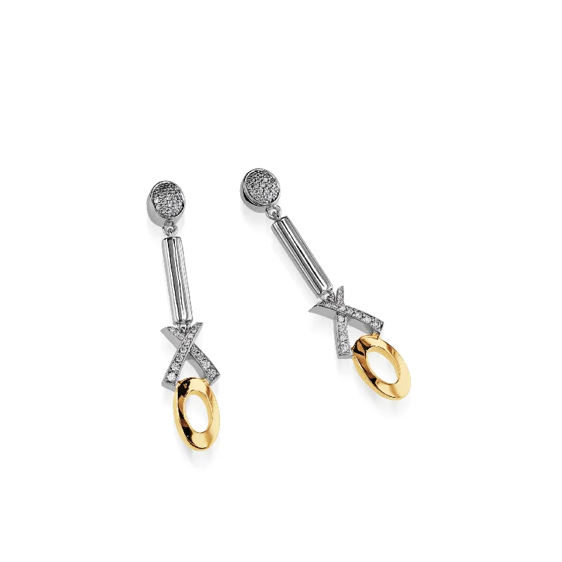 Rose gold earrings-Paris X/O Diamond Dangle Earrings