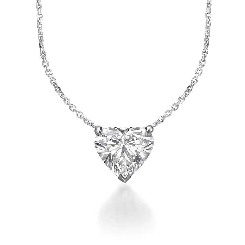 Asymmetrical necklaces-2.00 ct Lab Grown Heart Shape Diamond Solitaire Pendant Necklace