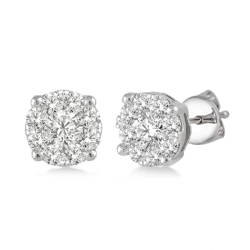 Long threader earrings-Rolland's Design Cluster Diamond Earrings- 0.75Cts