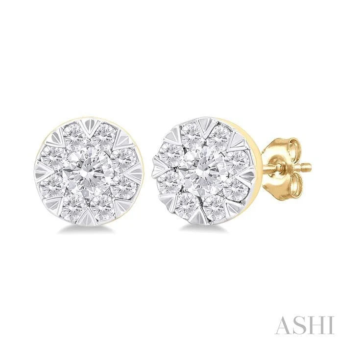 Star charm earrings-ROUND SHAPE LOVEBRIGHT PETITE DIAMOND FASHION EARRINGS