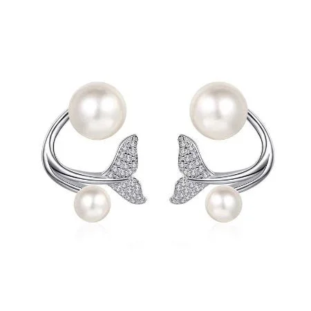 Sculptural hoop earrings-Madelyn Moissanite & Pearl Earrings