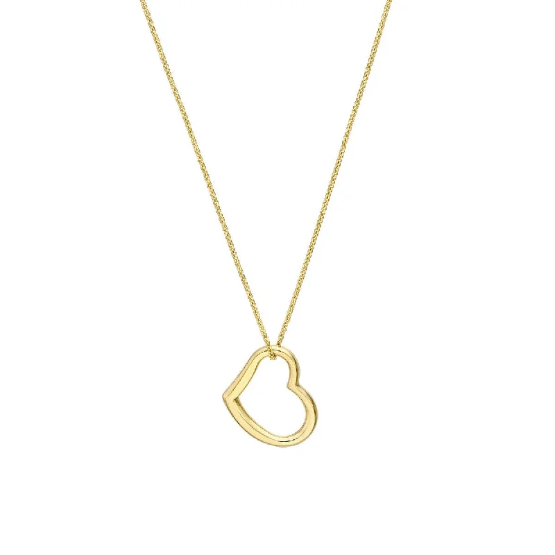 Opal stone necklaces-14K Gold Open Heart Pendant Adjustable Necklace