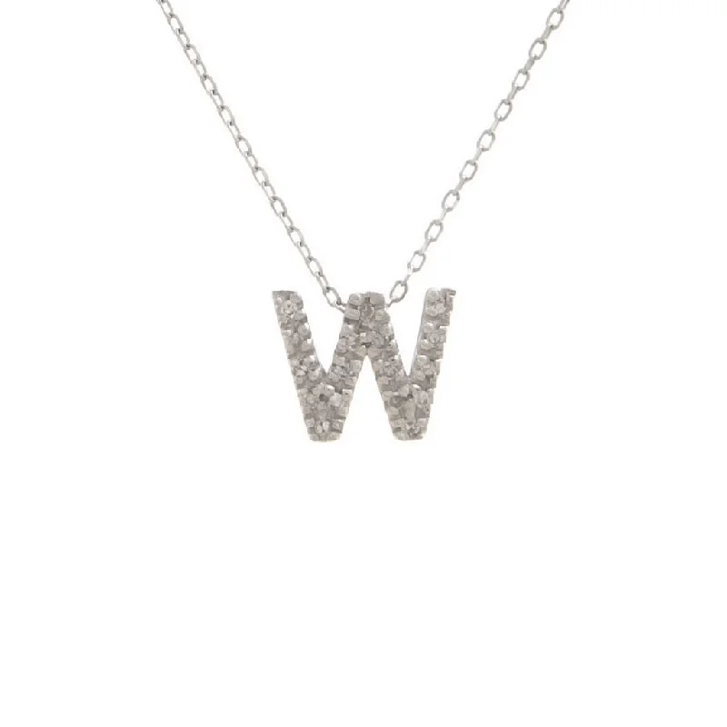 Cluster charm necklaces-14K Gold Initial "W" Necklace With Diamonds