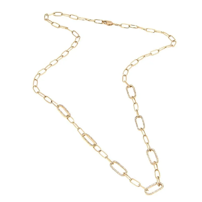 Moroccan motif necklaces-14K Yellow Gold Fashion Single Micro Pave Diamond Necklace