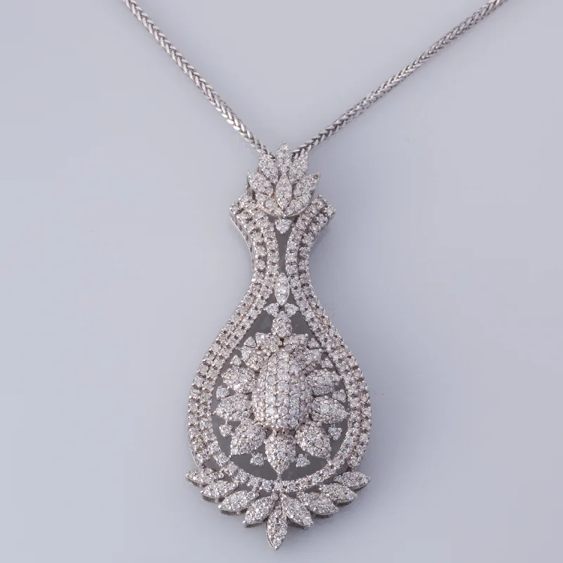 Adjustable cord necklaces-18K White Gold Diamond Necklace | 4.85ctw | 20"|