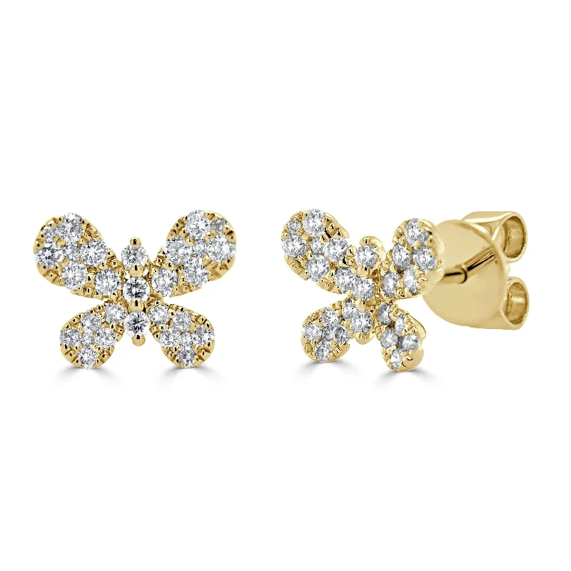 Emerald stone earrings-14k Gold & Diamond Butterfly Stud Earrings