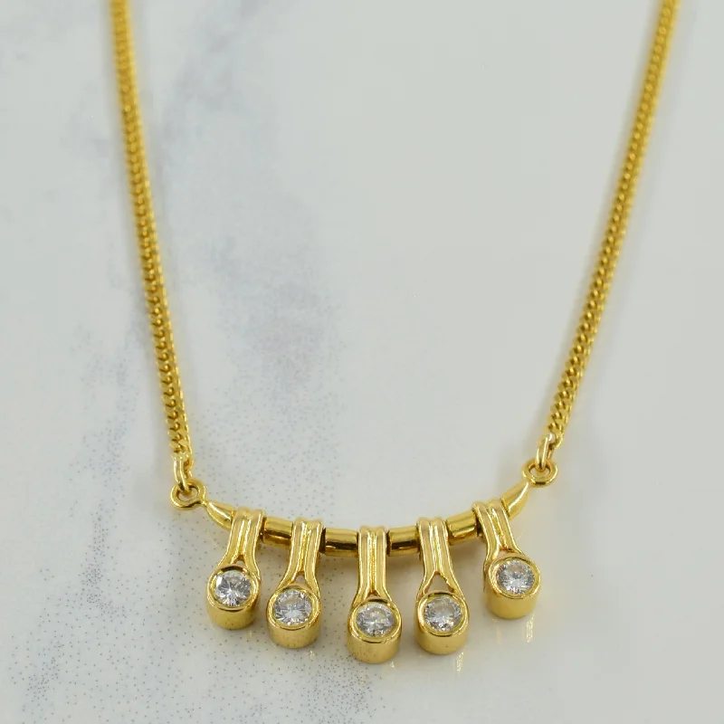 Engraved initial necklaces-Five Stone Diamond Necklace | 0.20ctw | 16" |