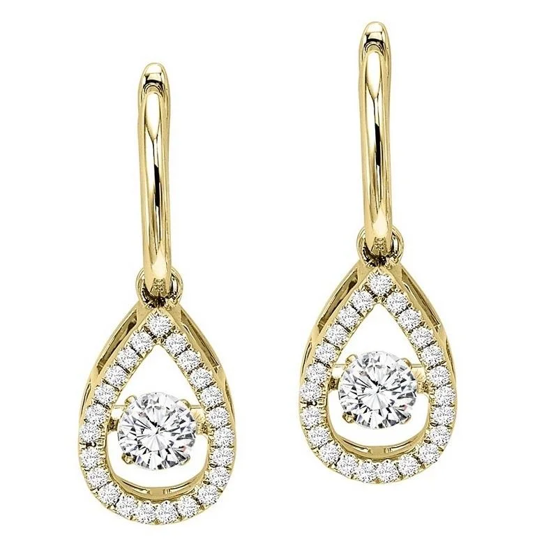 Antique gold earrings-14K Yellow Gold Diamond Rhythm Of Love Earrings 3/4 ct