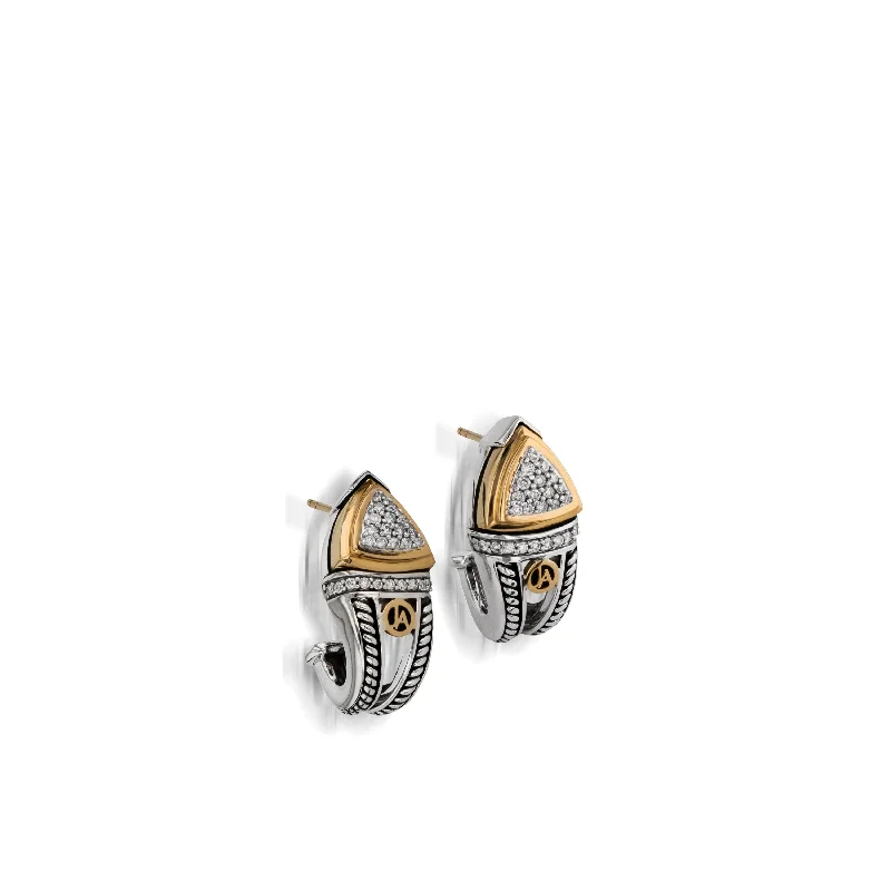 Spiral design earrings-Arrivo Pave Diamond Huggie Hoop Earrings