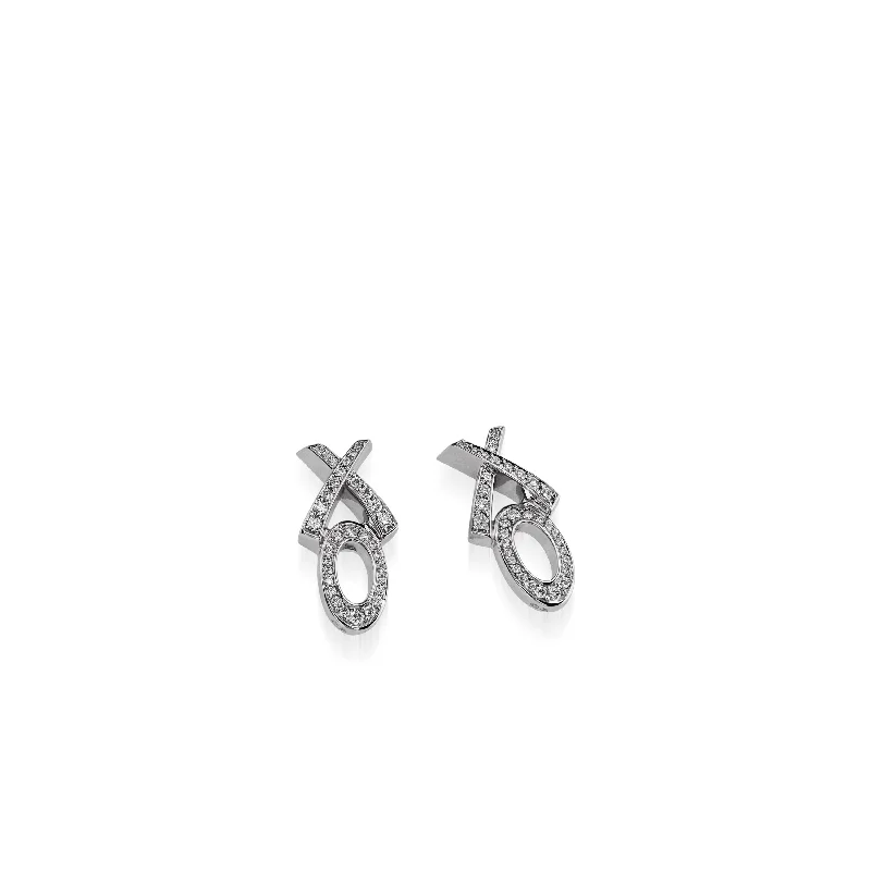 Minimalist bar earrings-Paris X/O Pave Diamond  Earrings