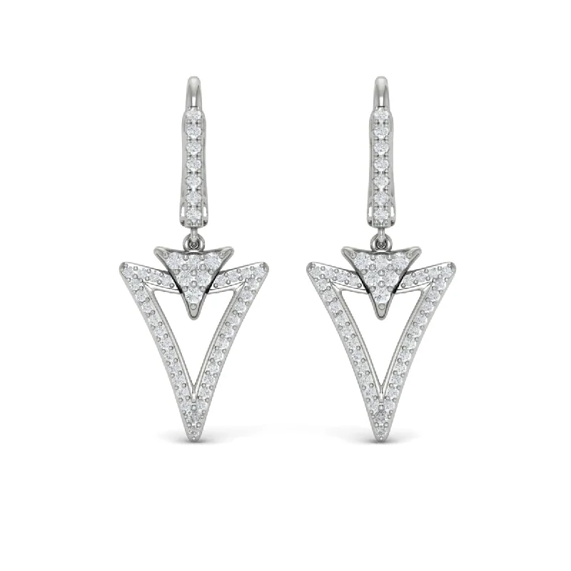 Floral hoop earrings-Diamond Open Double Trinity Huggie Earrings