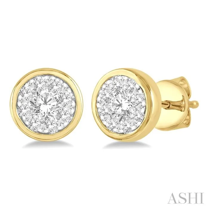 Rose gold earrings-ROUND SHAPE LOVEBRIGHT ESSENTIAL DIAMOND STUD EARRINGS