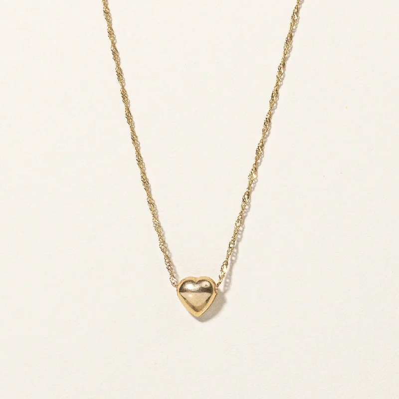 Petite gemstone necklaces-10k Yellow Gold Heart Pendant & Necklace | 16" |