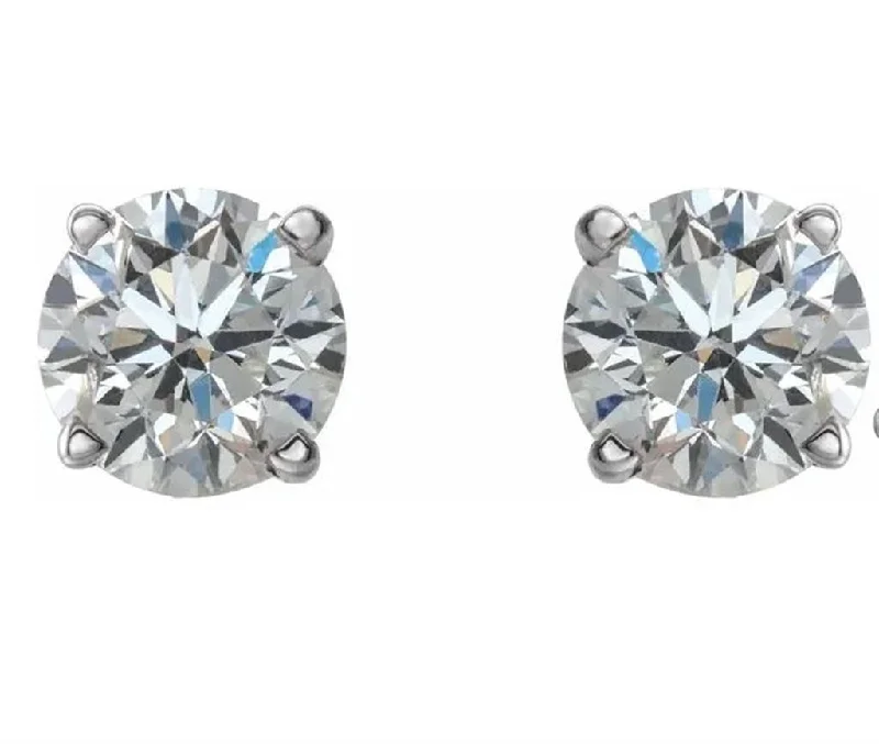 Cluster bead earrings-14K White Diamond 4-Prong Stud Earrings 0.15Cts