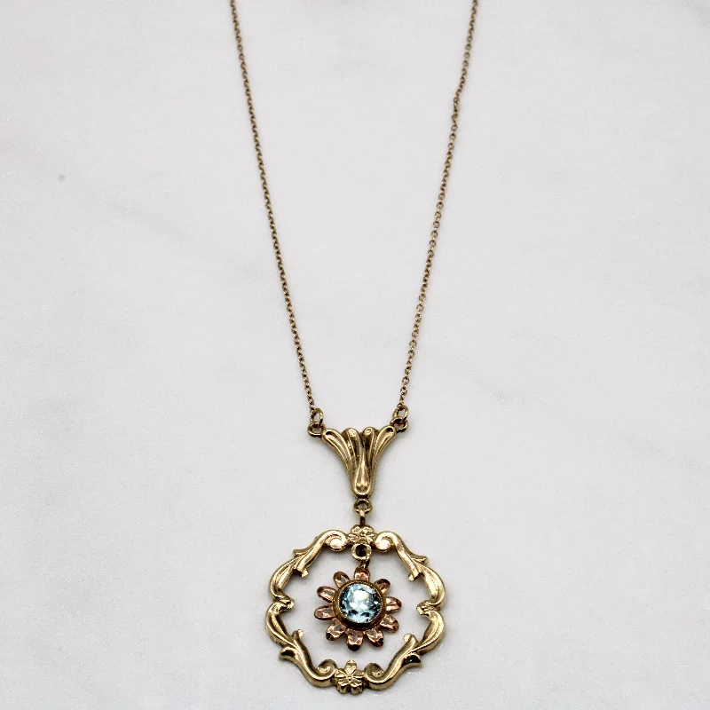 Statement bib necklaces-Blue Zircon Pendant 10k Necklace | 0.55ct | 18" |